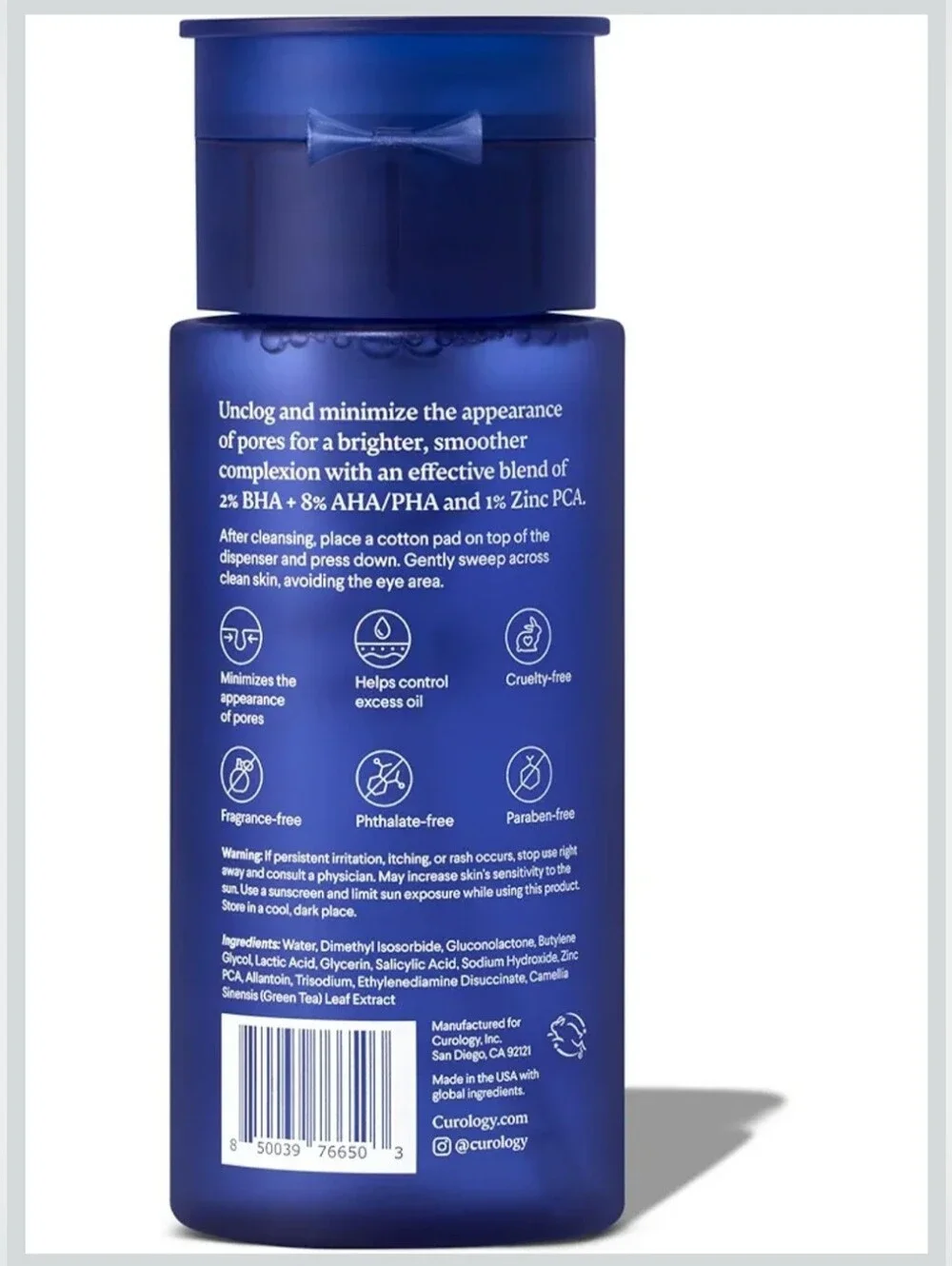 Curology Liquid Pore Exfoliant 2% BHA 8% AHA PHA Zinc PCA 4oz NEW